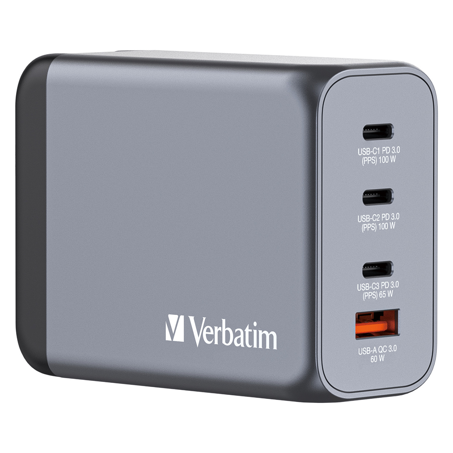 Verbatim GNC-200 GaN Charger 200W with 2 x USB-C PD 100W / 1 x USB-C PD 65W / 1 x USB QC 3.0 (EU/UK/US)-0