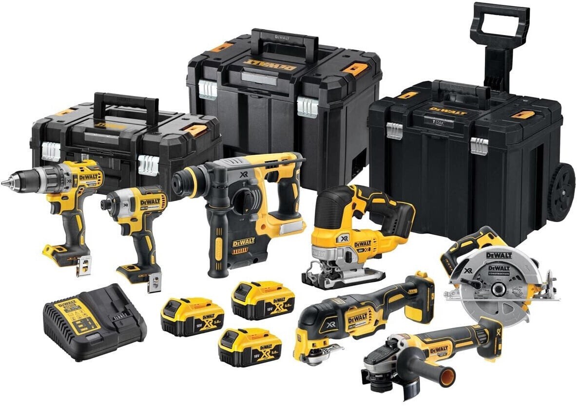 Set alata DEWALT (DCD796, DCF887, DCS570, DCS355, DCS334, DCH273, DCG405) s baterijama i punjačem-0
