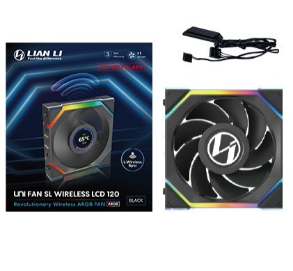 Lian Li UNI FAN SL Wireless LCD Fan, ARGB, PWM - Reverse Blade, 120 mm, black