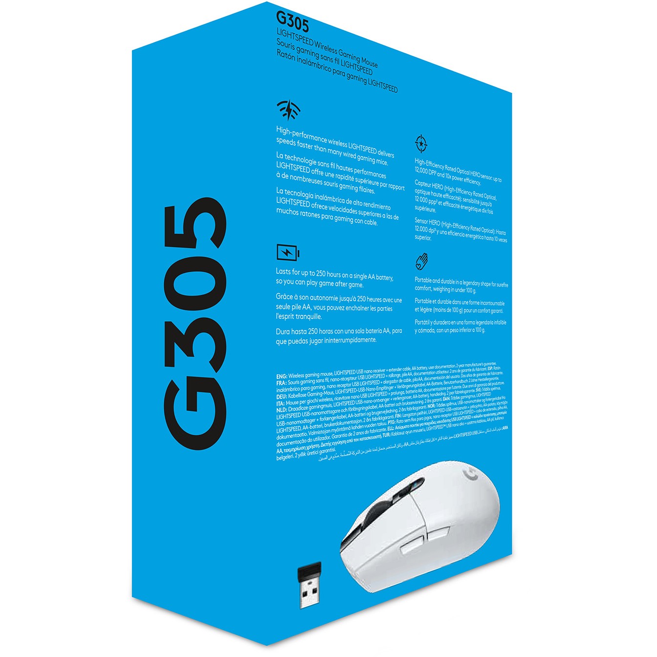 Miš Logitech G G305 LIGHTSPEED bežični Gaming Mouse (12000 DPI, 1 ms, 6 tipki, bijela boja)-8