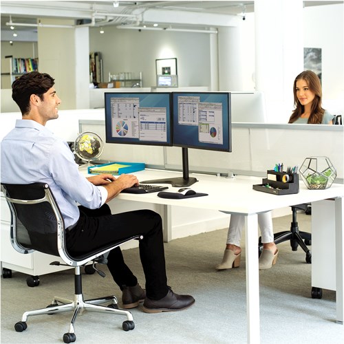 Stalak za 2 monitora FELLOWES Ergonomics (horizontalni, nosivost 16 kg, VESA 100 x 100 mm, visinsko podešavanje, crna)-3