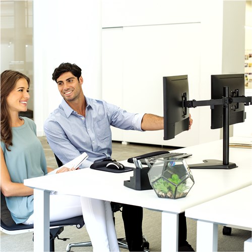 Stalak za 2 monitora FELLOWES Ergonomics (horizontalni, nosivost 16 kg, VESA 100 x 100 mm, visinsko podešavanje, crna)-2