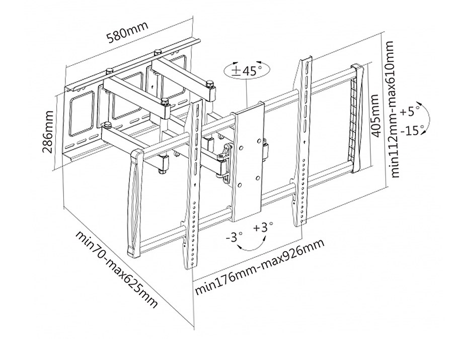 Nosač za TV MACLEAN MC-679 (za ekrane 60"-100", max. 80 kg, crna boja)-6