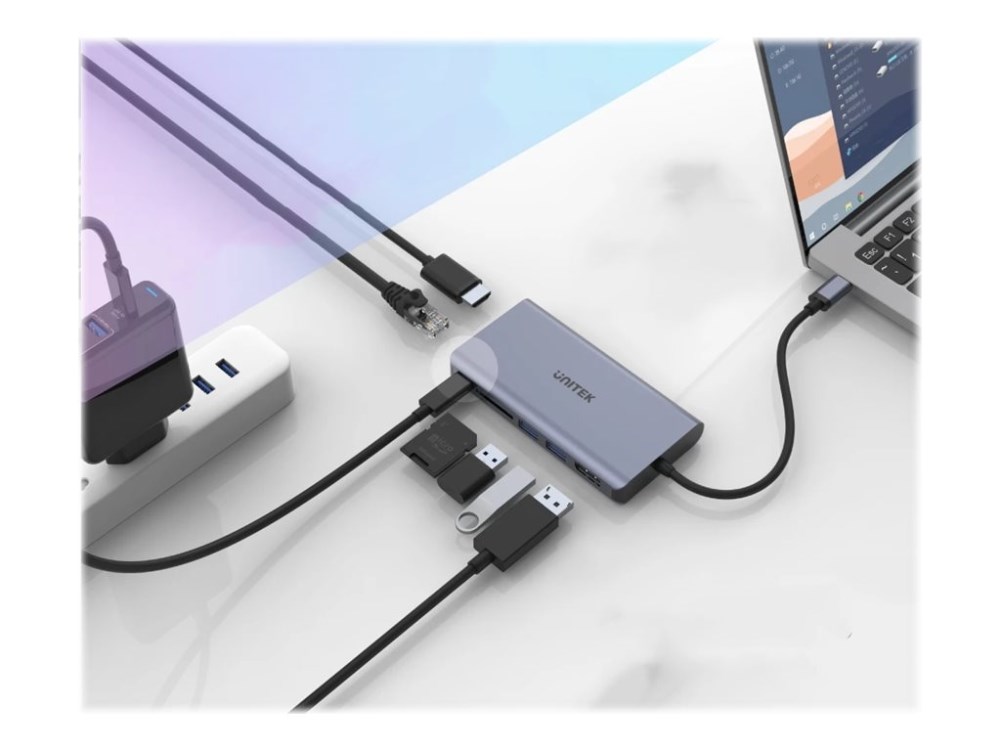 USB-C Hub UNITEK uHUB S7+ D1028A (7-u-1, 4K HDMI/DP, 100W PD, Gigabit Ethernet)-4