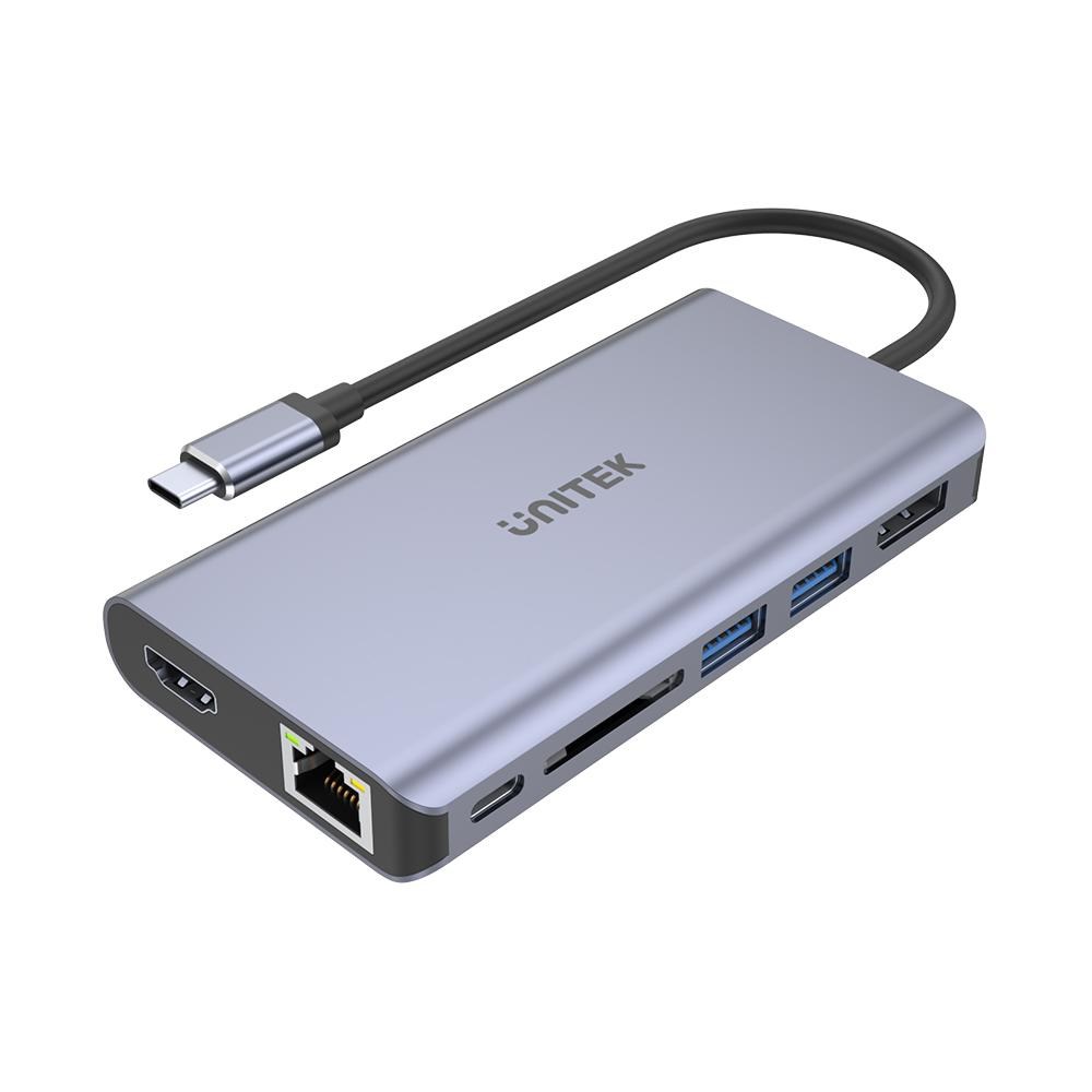 USB-C Hub UNITEK uHUB S7+ D1028A (7-u-1, 4K HDMI/DP, 100W PD, Gigabit Ethernet)-0