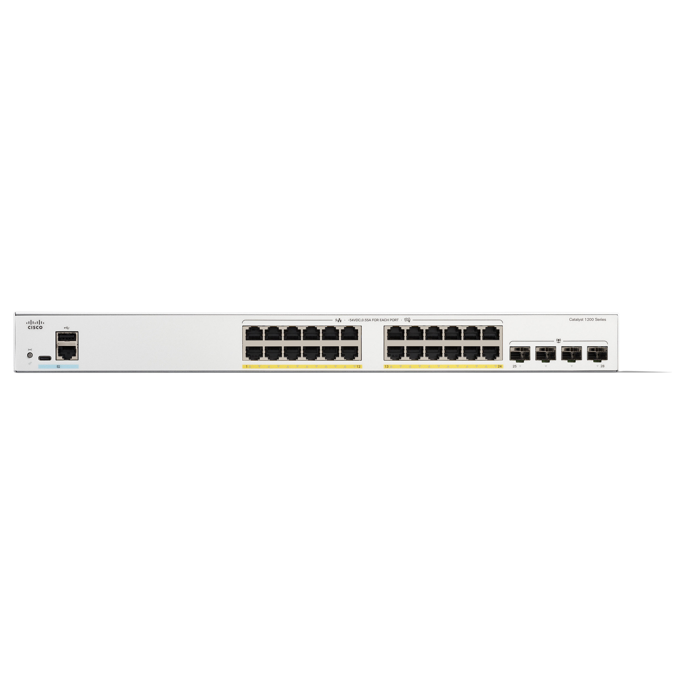 Prekidač CISCO Catalyst 1200-24P-4G (managed, 24 port GE, PoE, 4x1GE SFP)-1