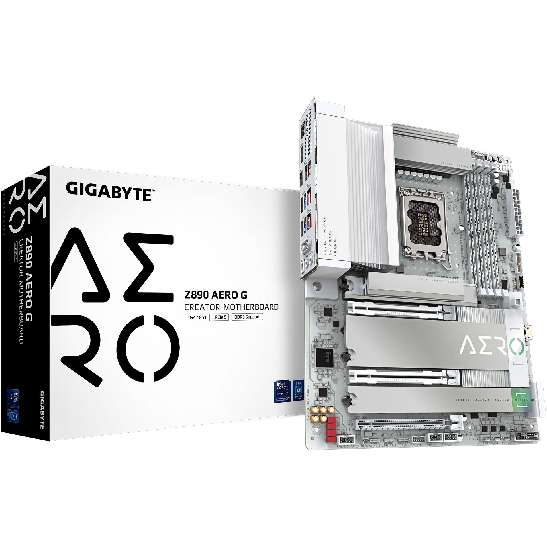 Matična ploča GIGABYTE Z890 AERO G (Podržava Intel Core Ultra (Series 2) CPU, do 8800MHz DDR5 (OC), 1xPCIe 5.0 + 4xPCIe 4.0, Wi-Fi 7, 2.5GbE LAN, Thunderbolt 4)