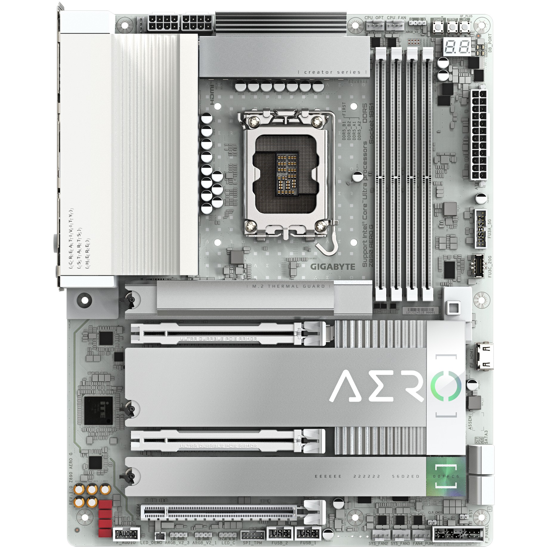 Matična ploča GIGABYTE Z890 AERO G (Podržava Intel Core Ultra (Series 2) CPU, do 8800MHz DDR5 (OC), 1xPCIe 5.0 + 4xPCIe 4.0, Wi-Fi 7, 2.5GbE LAN, Thunderbolt 4)-1