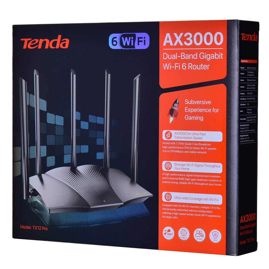 Router Tenda TX12 PRO bežični router Fast Ethernet Dual-band (2.4 GHz / 5 GHz) Crna-8