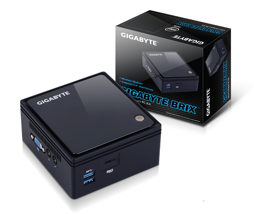 GIGABYTE GB-BACE-3160 PC/workstation barebone 0.69L sized PC Black J3160 1.6 GHz-4