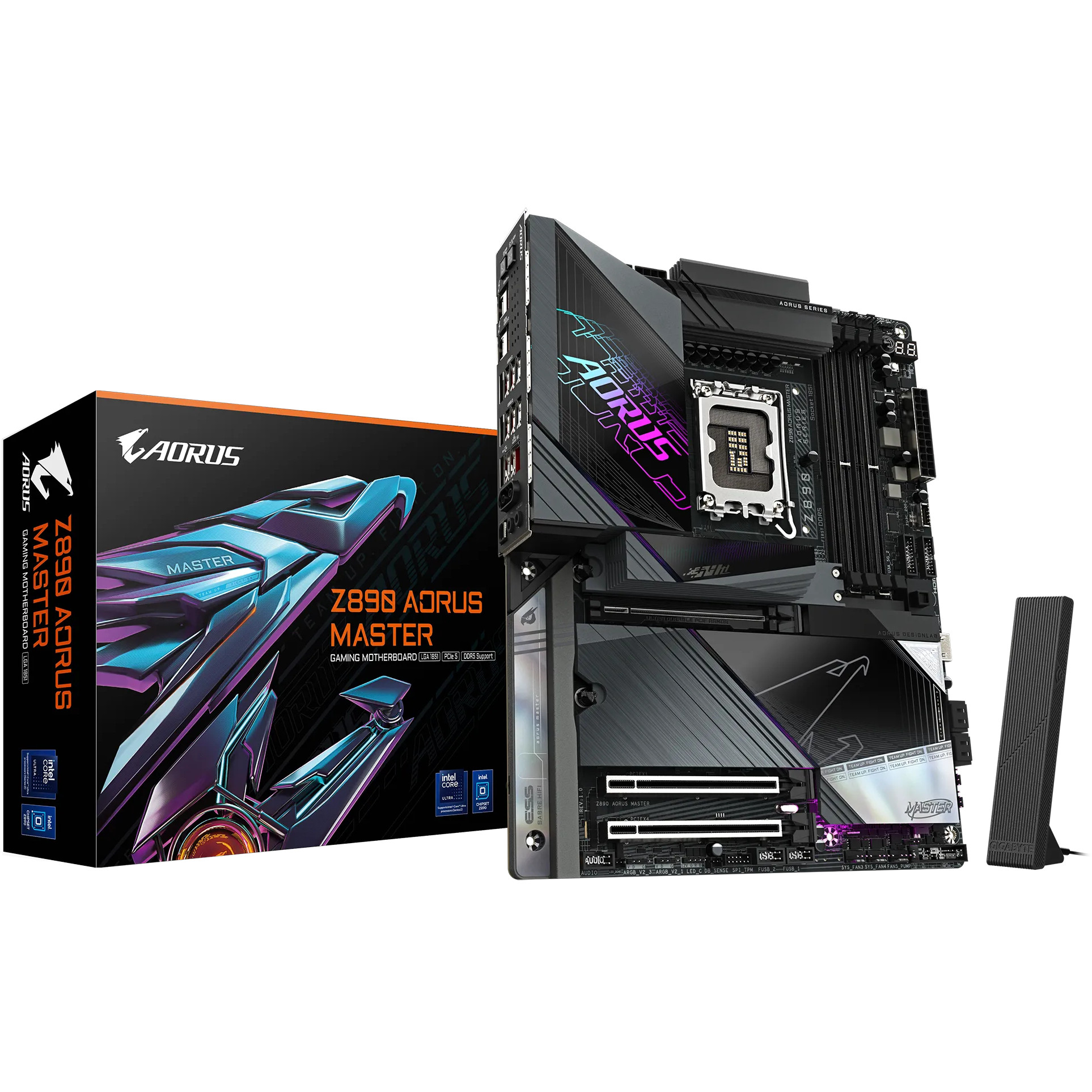 Matična ploča GIGABYTE Z890 AORUS MASTER (Podržava Intel Core Ultra (Serija 2) CPU, 18+1+2 faze VRM, do 9500MHz DDR5 (OC), 2xPCIe 5.0 + 3xPCIe 4.0, Wi-Fi 7, 10GbE LAN, Thunderbolt 4)