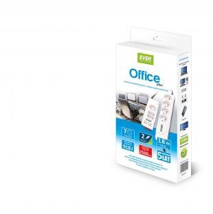 Prenaponska zaštita EVER OFFICE PLUS 7 utičnica s 2xUSB bijela boja-0