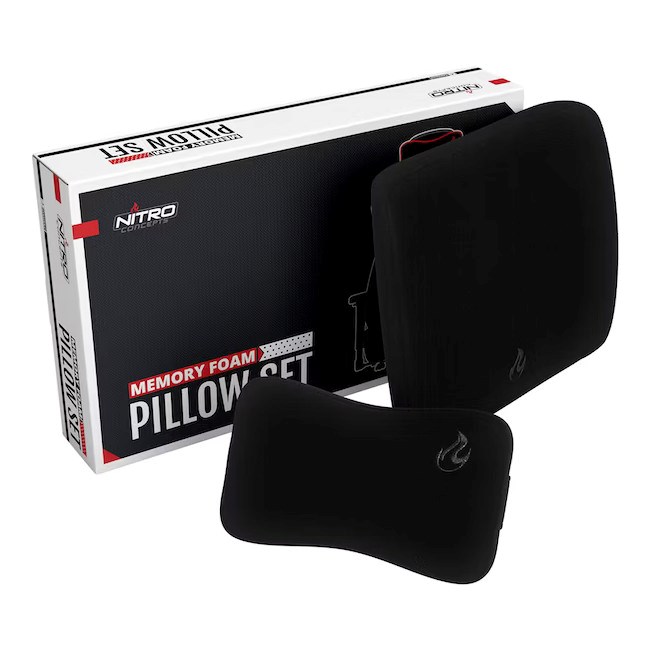 Set jastuka NITRO CONCEPTS Memory Foam Pillow Set (za gaming stolice, lumbalni i vratni, crni)-0
