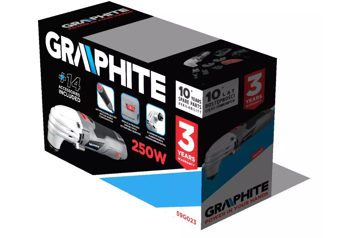 Višenamjenski alat GRAPHITE 250W (oscilacija 15000-21000/min, s kovčegom)-9