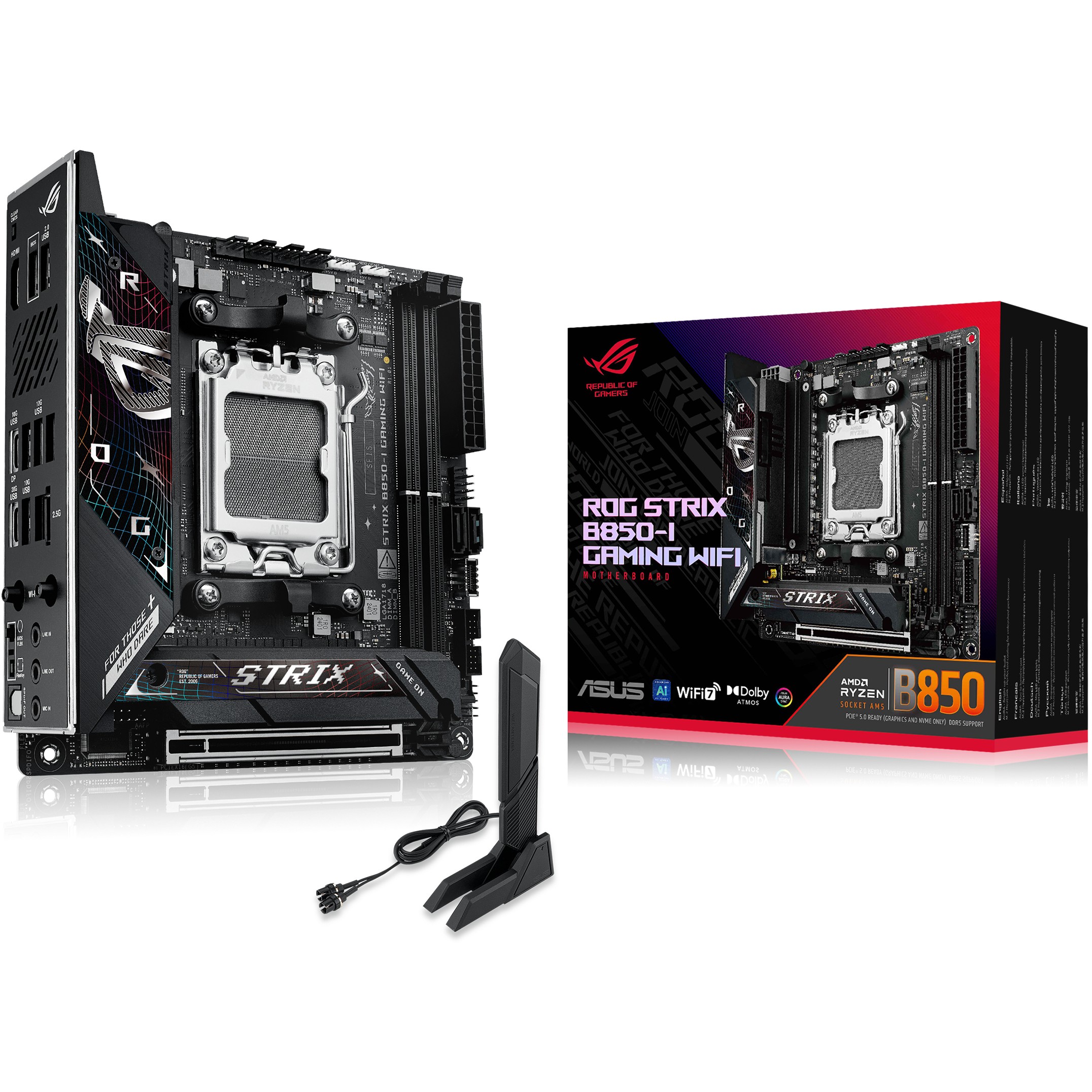 Matična ploča ASUS ROG STRIX B850-I GAMING WIFI (AMD B850, Socket AM5, mini ITX)