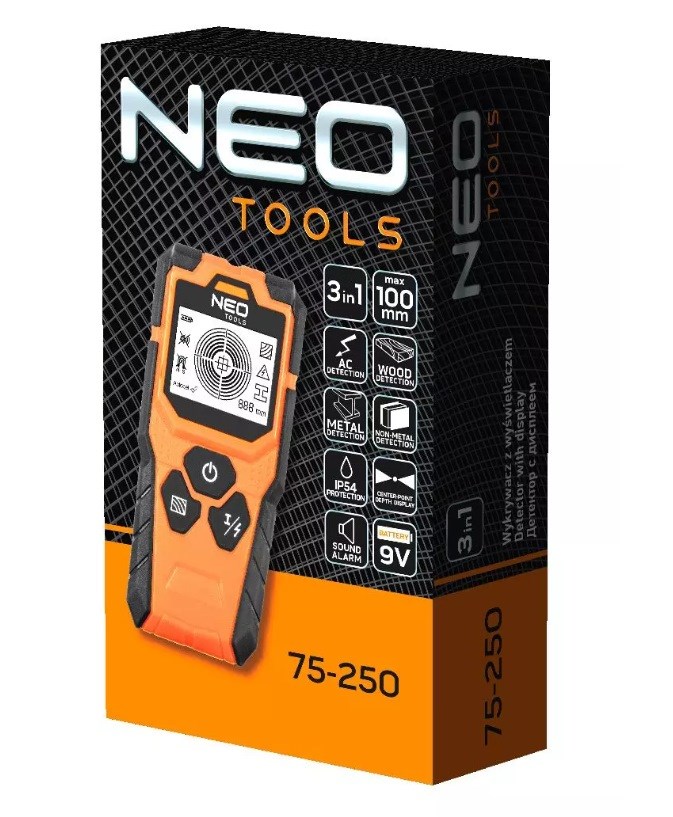Detektor 3-u-1 NEO TOOLS 75-260 (drvo, metal, žice pod naponom, IP54)-5