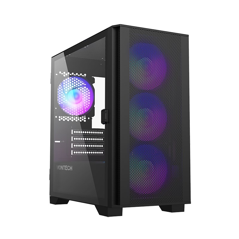 Kućište za računalo MONTECH AIR 100 ARGB (Micro-ATX, kaljeno staklo, crna boja)-6