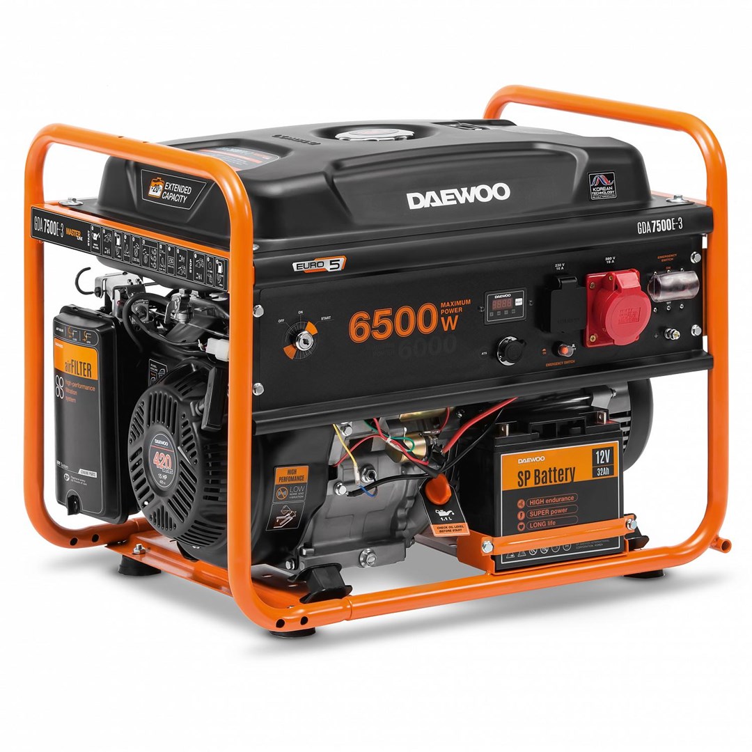 Agregat za struju DAEWOO GDA 7500E-3, 6.5kW, 380V, benzinski-0