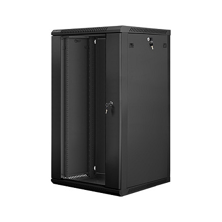Lanberg 19" zidni mrežni ormar 22U 600x600mm crni (staklena vrata)