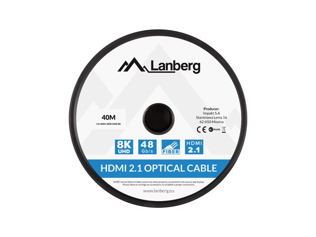 LANBERG HDMI CABLE M/M V2.1 40M 8K OPTICAL AOC-3
