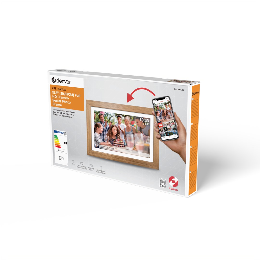 Digitalni okvir za slike DENVER Frameo PFF-1542LW 15.6" FHD (Wi-Fi, 16GB, IPS zaslon, svijetlo drvo)-5