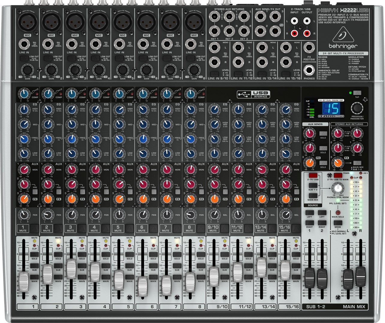 Audio mikser BEHRINGER XENYX X2222USB (22 kanala)-3