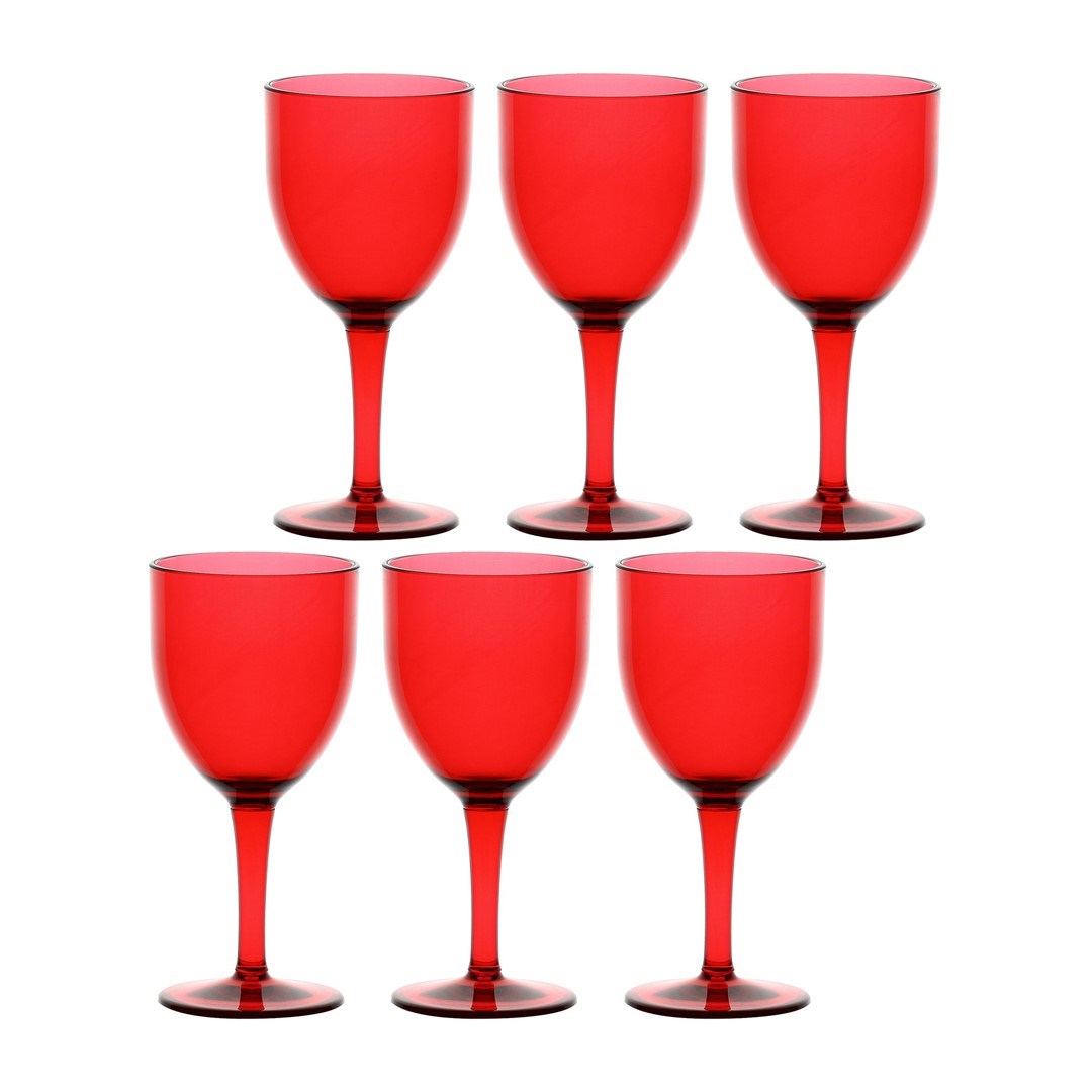 ROSE&TULIPANI FIABA Set of 6 Acrylic Wine Glasses 400 ml, Red-0