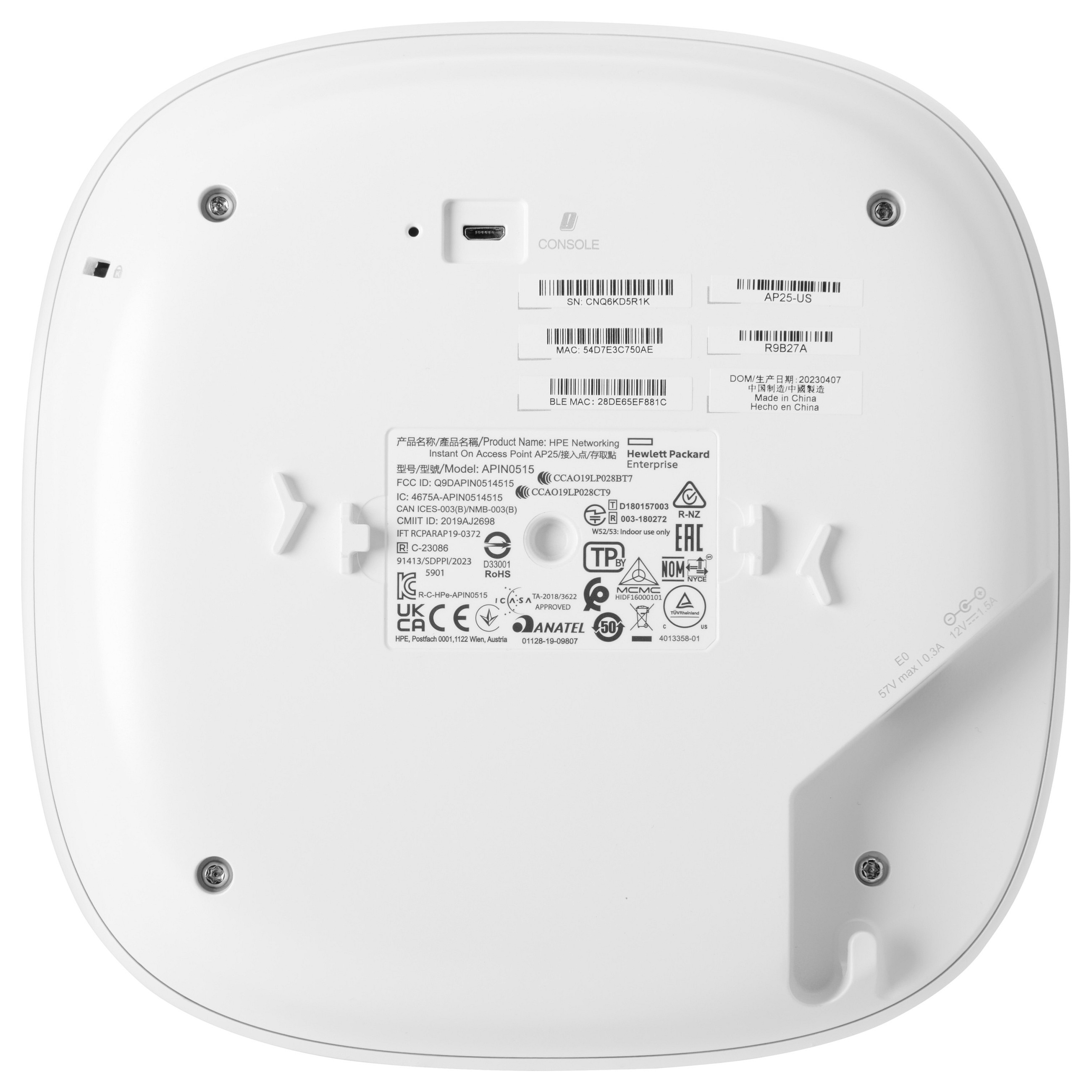Mrežna pristupna točka HPE Aruba Instant On AP25 (Wi-Fi 6) s napajanjem - R9B33A-2