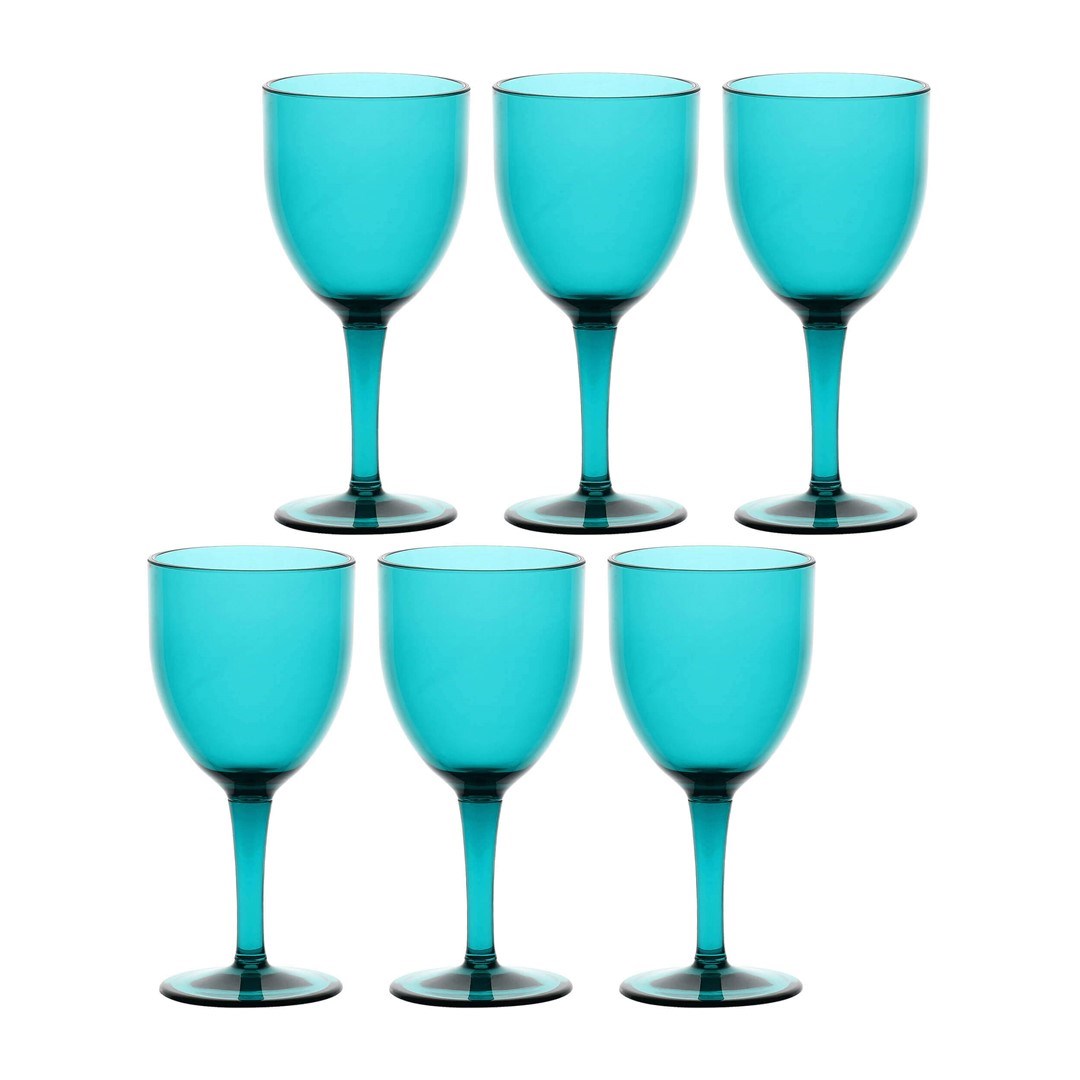 ROSE&TULIPANI FIABA Set of 6 Acrylic Wine Glasses 400 ml, Turquoise-0