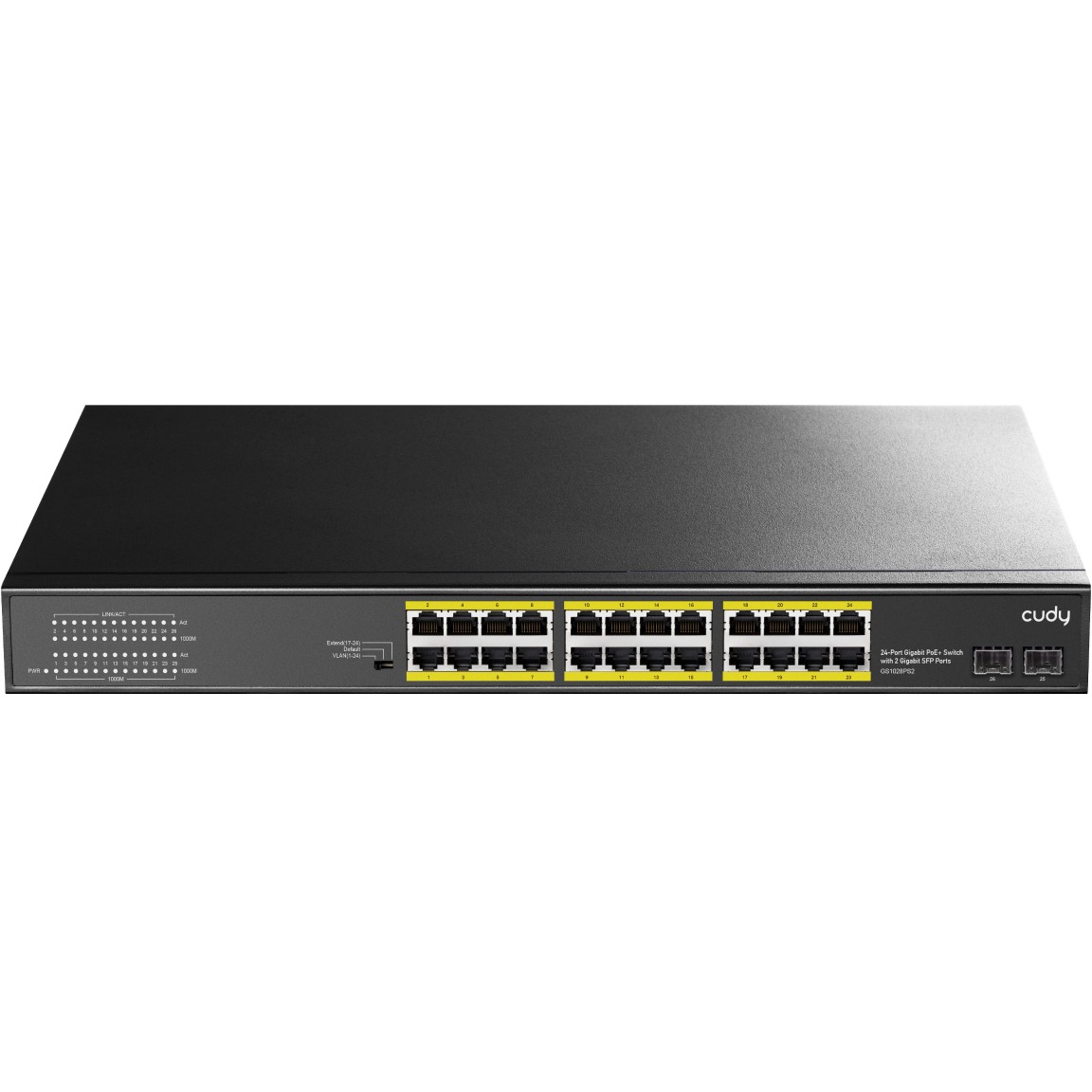 Switch CUDY GS1028PS2 Gigabit Ethernet Power over Ethernet (PoE) Crna