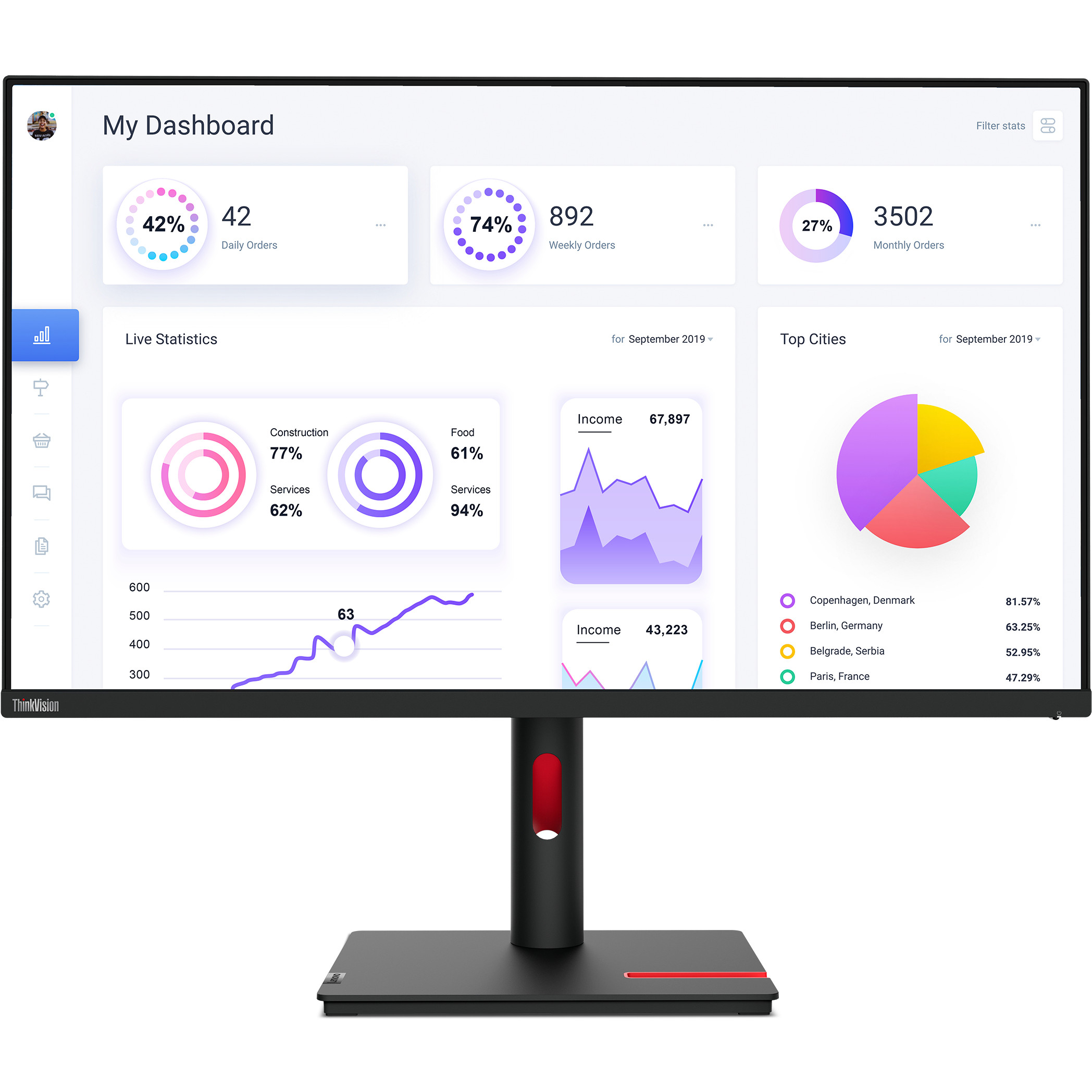 Monitor LENOVO ThinkVision T32p-30 (31.5" IPS, UHD, 60Hz)-0