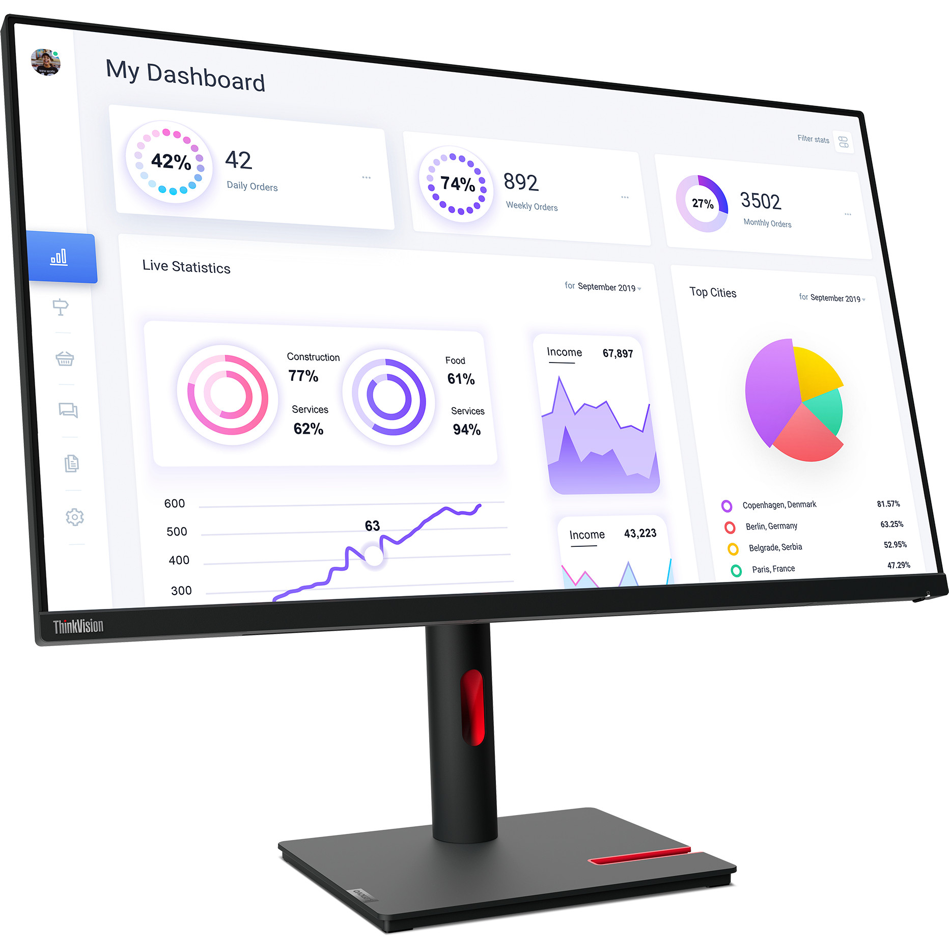 Monitor LENOVO ThinkVision T32p-30 (31.5" IPS, UHD, 60Hz)-6