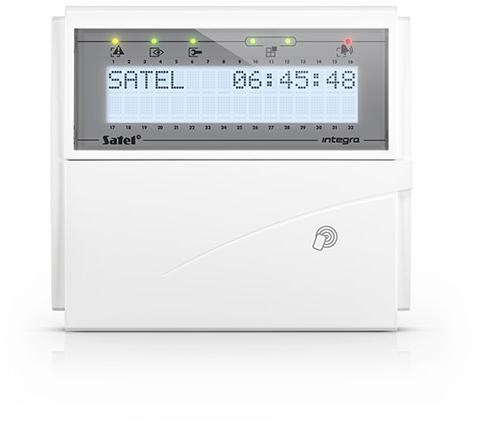 LCD tipkovnica za alarm SATEL INT-KLCDR-W (bijelo osvjetljenje, 125 kHz čitač kartica)