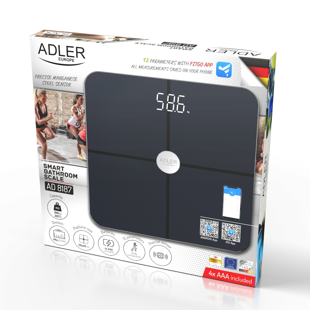 Pametna osobna vaga ADLER AD 8187 (do 180 kg, BMI, Bluetooth) crna-4