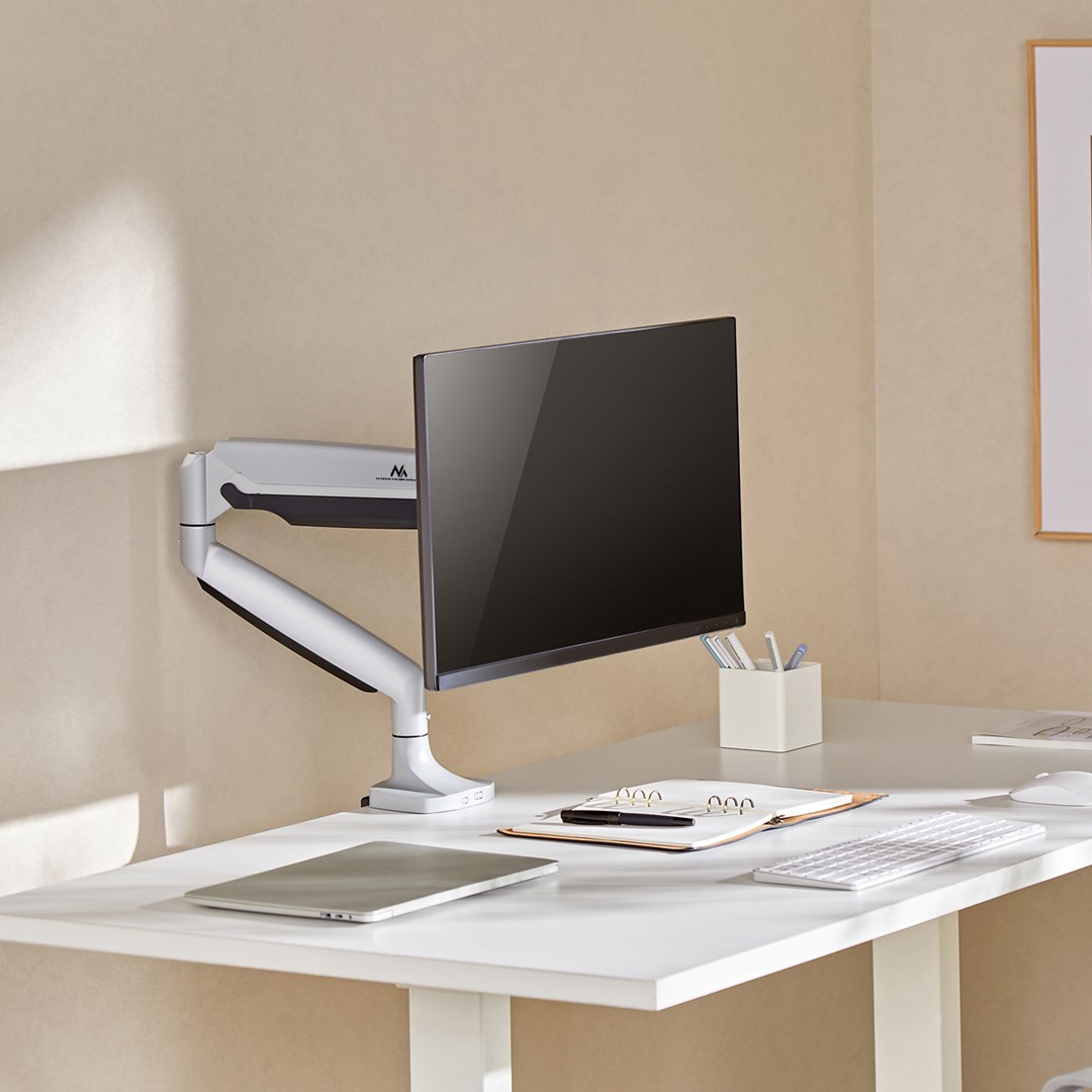 Držač za monitor MACLEAN MC-969 (Dvostruka ruka, Plinska opruga, 17"-45", 16 kg, Srebrna boja)-3