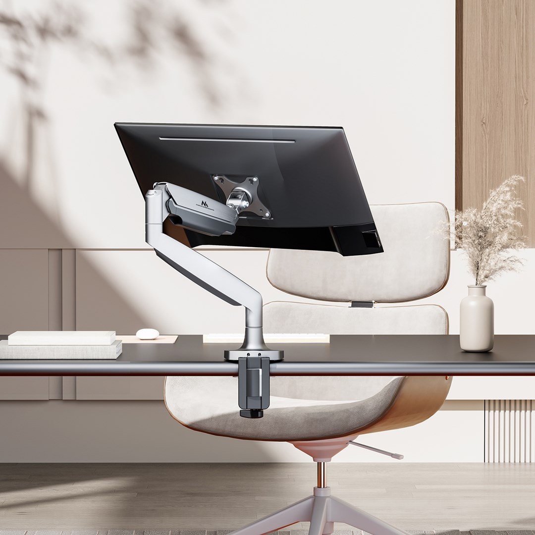 Držač za monitor MACLEAN MC-969 (Dvostruka ruka, Plinska opruga, 17"-45", 16 kg, Srebrna boja)-10