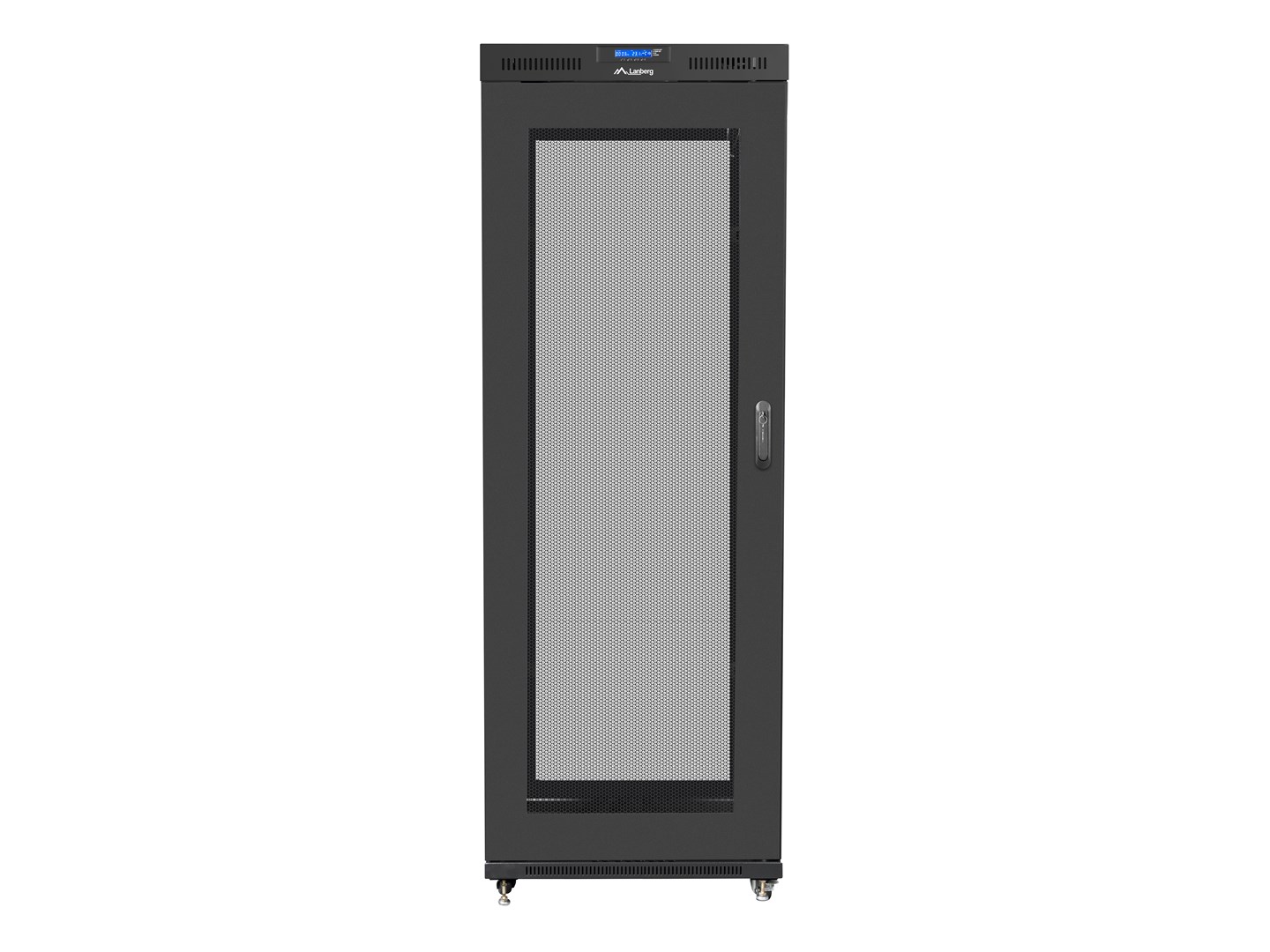 Stalak za rack Lanberg 19" 27U (800 kg, crna, perforirana LCD vrata, samostojeći)-4