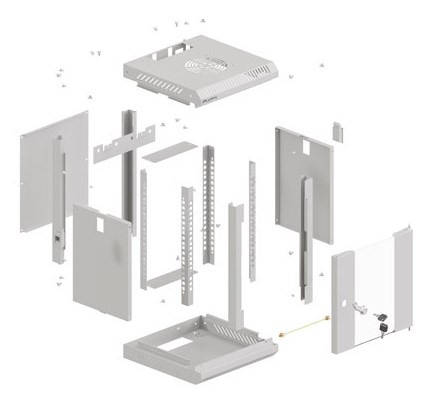 WALL-HUNG RACK CABINET 10" 6U 300X300 GREY GLAZED DOOR LANBERG (FLAT PACK)-9