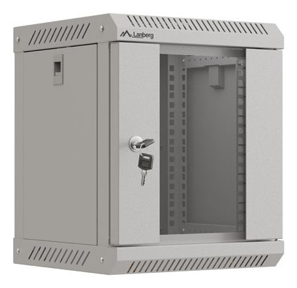 WALL-HUNG RACK CABINET 10" 6U 300X300 GREY GLAZED DOOR LANBERG (FLAT PACK)-0