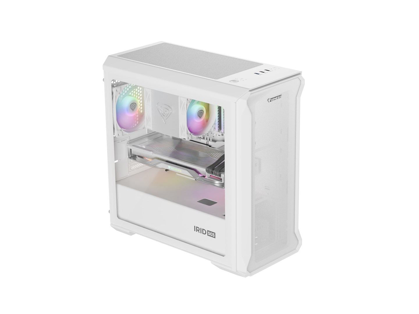 Kućište za računalo GENESIS IRID 503 ARGB LITE (Mini Tower, 5 proširenih utora, 3x 2.5'' utora, 2x 3.5'' utora, bijelo)-3