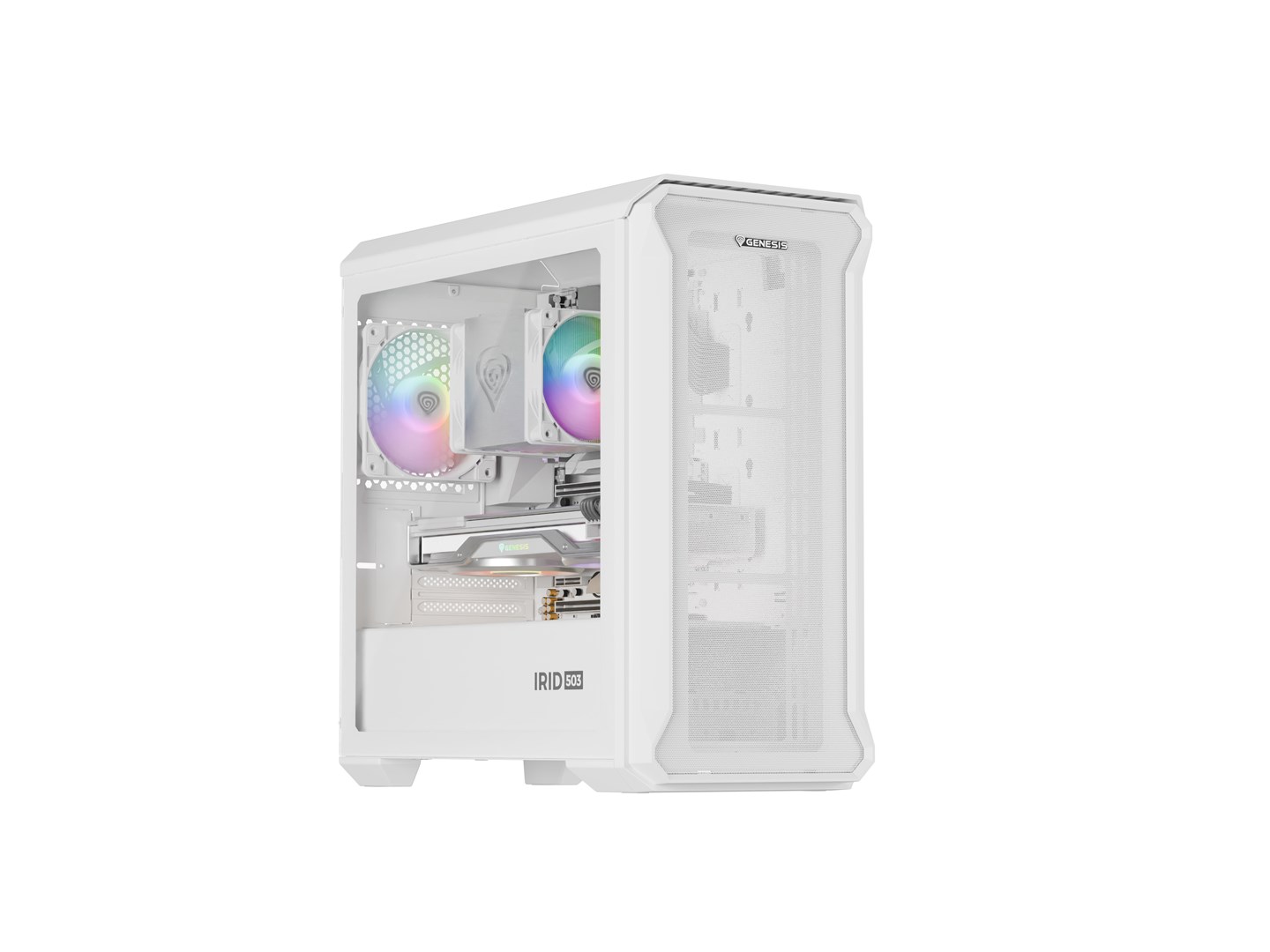 Kućište za računalo GENESIS IRID 503 ARGB LITE (Mini Tower, 5 proširenih utora, 3x 2.5'' utora, 2x 3.5'' utora, bijelo)-0