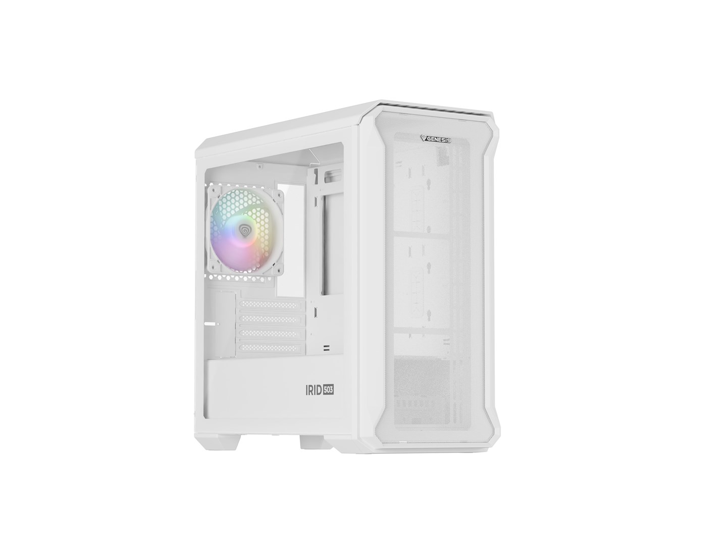 Kućište za računalo GENESIS IRID 503 ARGB LITE (Mini Tower, 5 proširenih utora, 3x 2.5'' utora, 2x 3.5'' utora, bijelo)-1