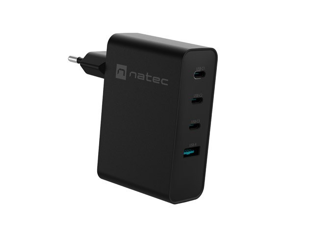 Zidni punjač NATEC RIBERA 100W GaN, 3x USB-C, 1x USB-A, PD, QC 4.0+, crni-2