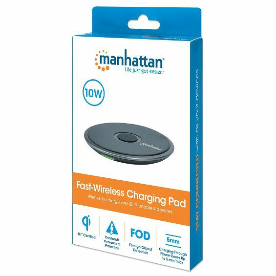 Bežični punjač MANHATTAN Fast Qi 10W crna boja-3