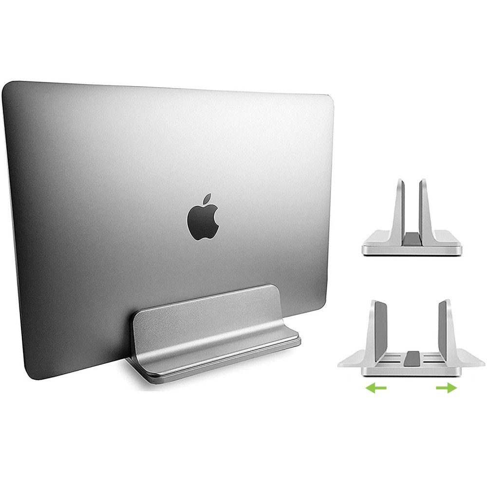 Stalak za laptop TECHLY Vertikalni (za 17", podesiva širina, aluminijski, srebrni)-0