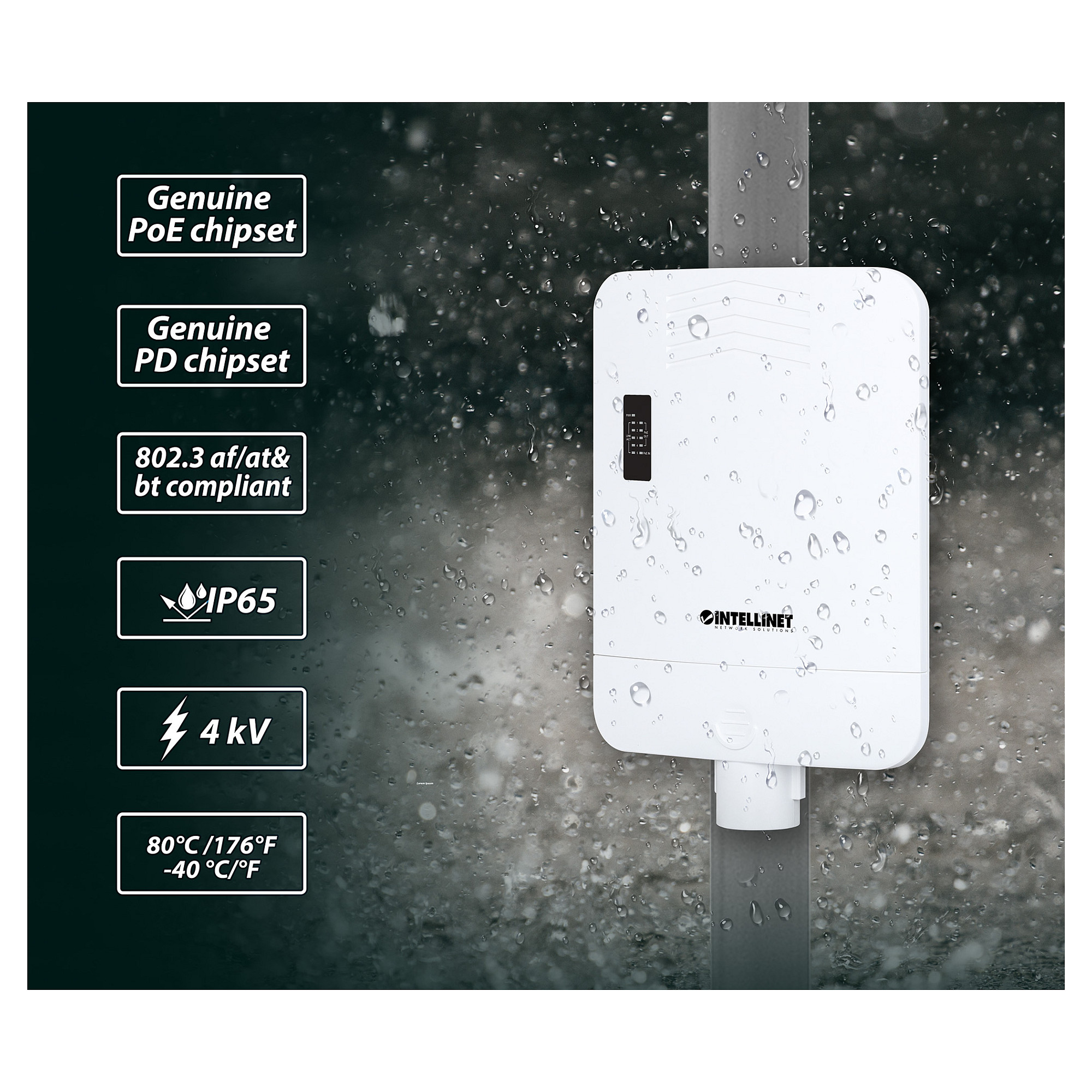 Mrežni switch INTELLINET 5-Port Gigabit Outdoor PoE+ Passthrough (IP65, 85W)-7