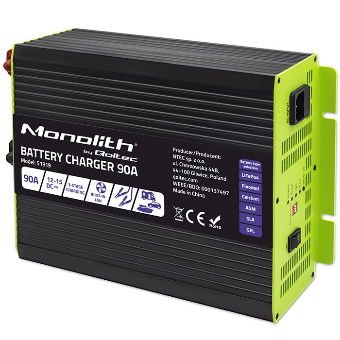 Punjač akumulatora QOLTEC Monolith Professional (90A, 12V, za LiFePO4/AGM/GEL/SLA)-0