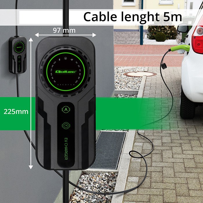Punjač za električna vozila QOLTEC 52468 (Type 2, SCHUKO, 3,5 kW, 230 V, LCD, 5 m, crni)-9