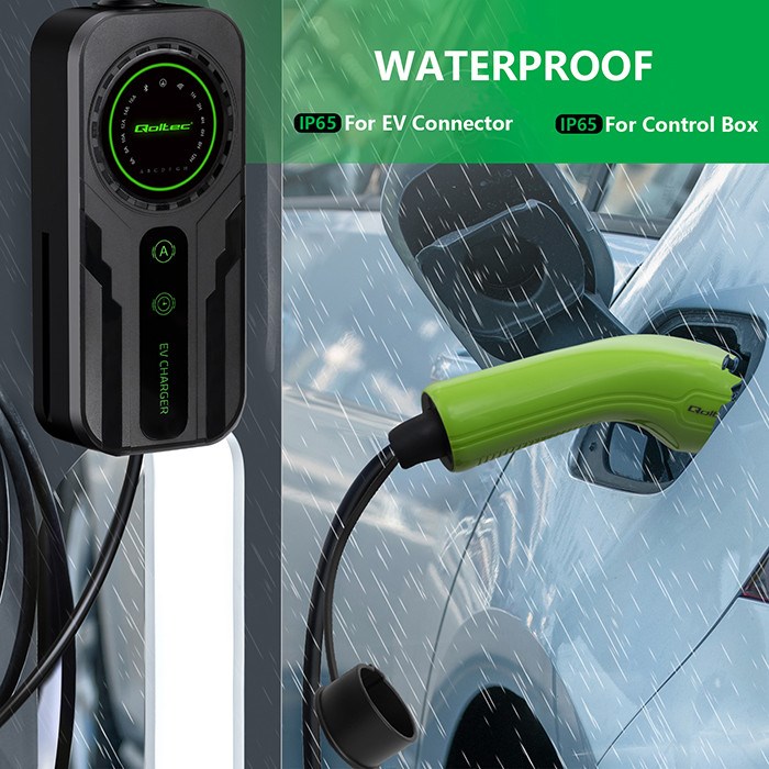 Punjač za električna vozila QOLTEC 52468 (Type 2, SCHUKO, 3,5 kW, 230 V, LCD, 5 m, crni)-3