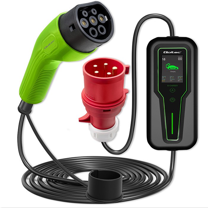 Punjač za električna vozila QOLTEC 52467 (Type 2, 11 kW, 400 V, CEE 5-pin, 3 faze, LCD, 5 m, crni)-12